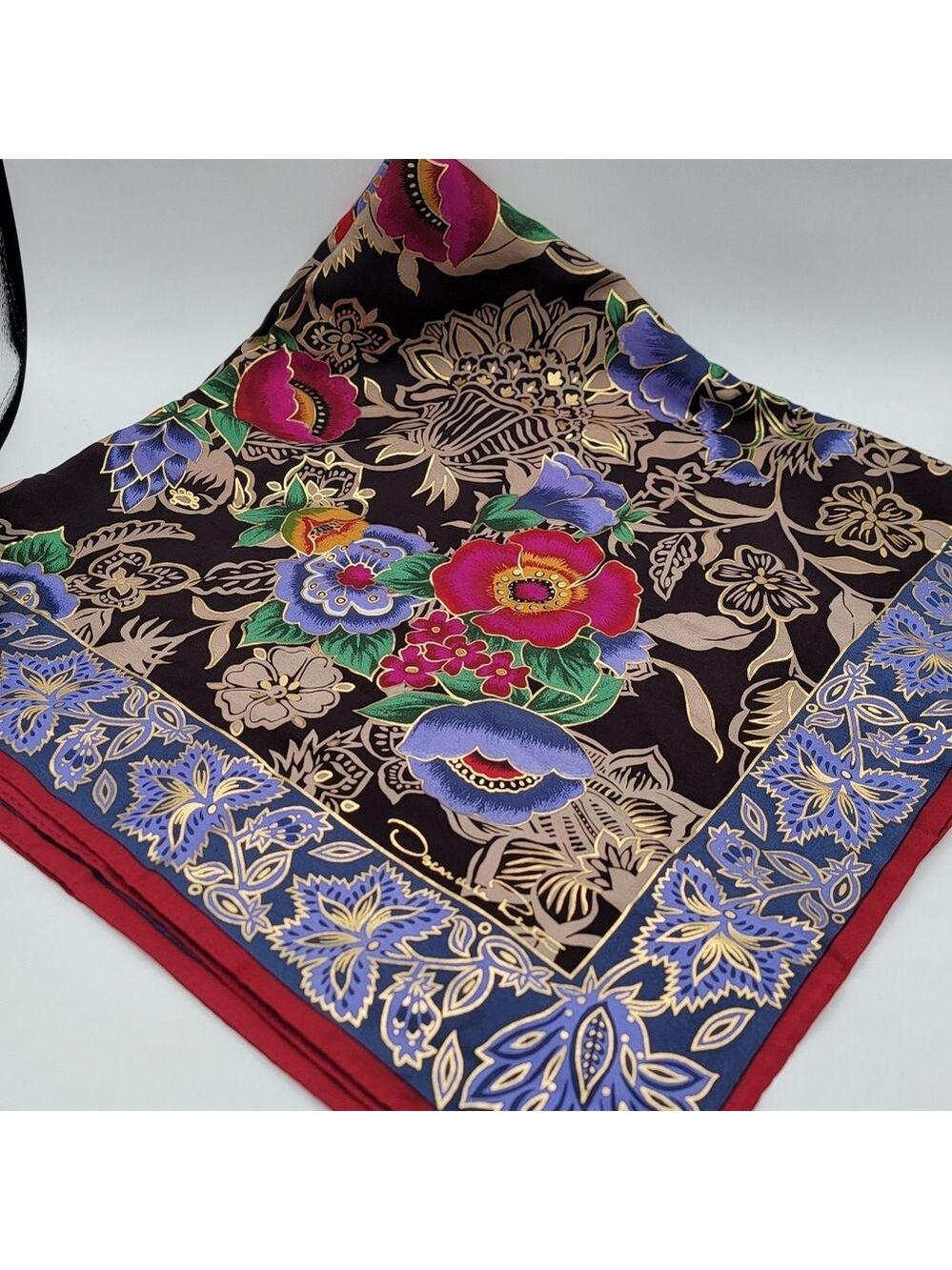 Oscar De La Renta Floral Silk Scarf #2855